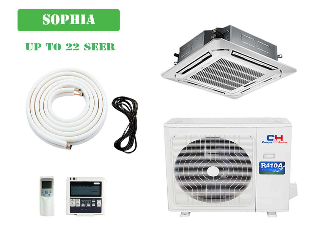 Cooper&Hunter 24000 BTU Ducted Mini Split Heat Pump – 20.5 SEER, 2 Ton, 230V, Multi-Position AHU, Smart Ready